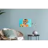Bloemen - Vrouw - Zonnebril - Blauw Muursticker klein -plant