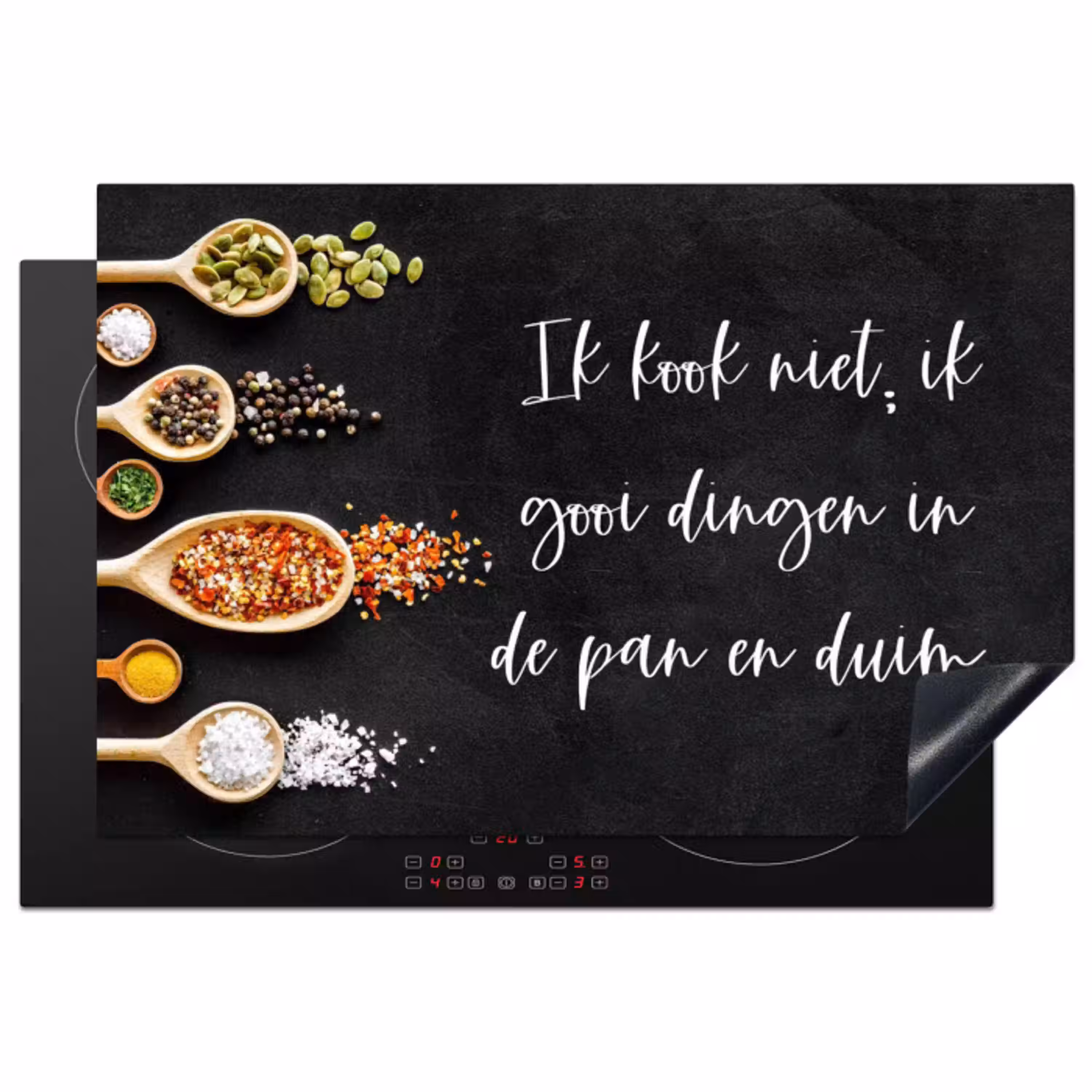Ik gooi dingen in de pan en duim - Keuken - Quotes - Spreuken - Humor Inductie beschermer vinyl 3mm klein -3d