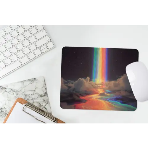 Regenboog - Verticaal - Sterrenhemel - Wolken muismat rubber klein -witbureau