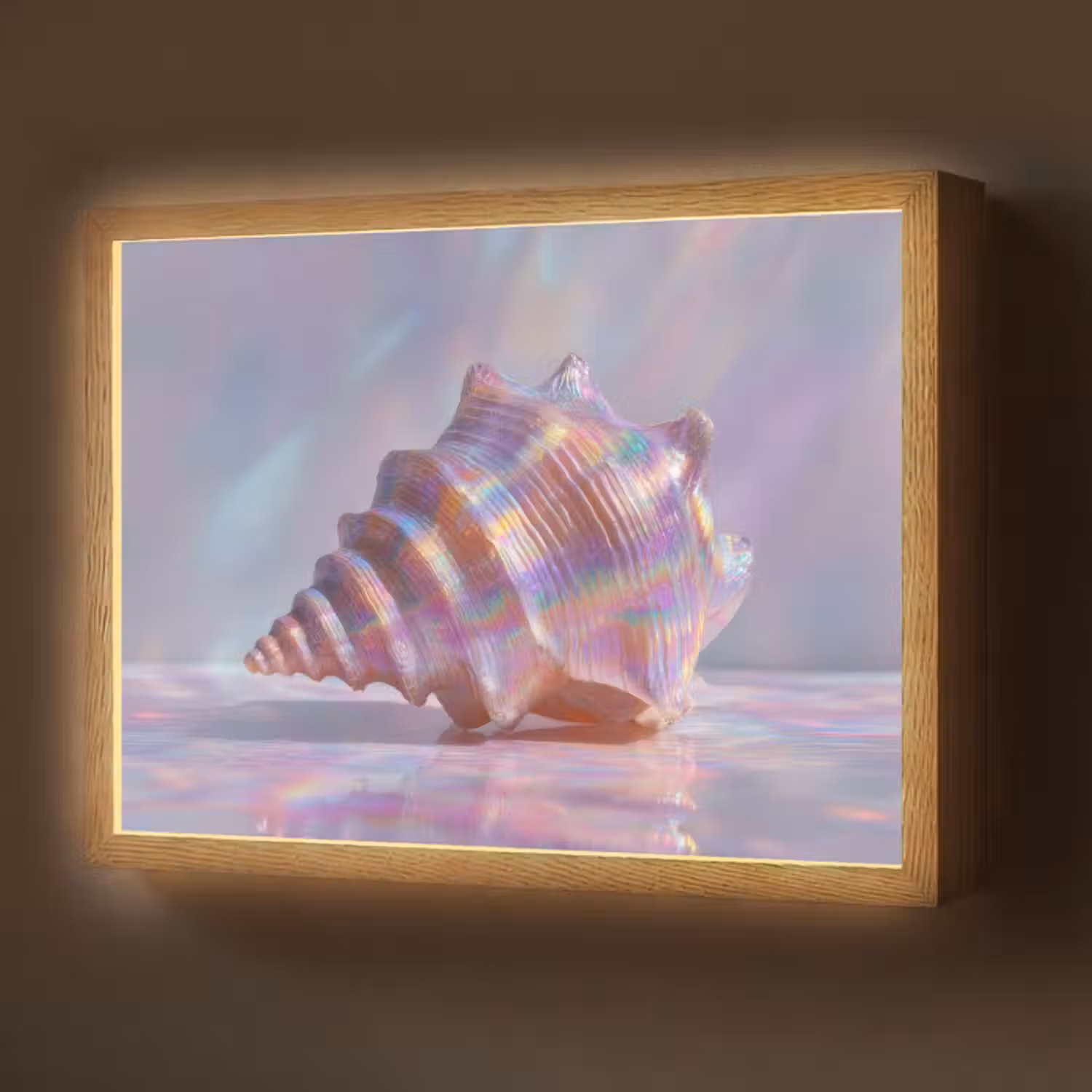Lightbox - Wandlamp - Schelp - Glanzend - Regenboogtinten