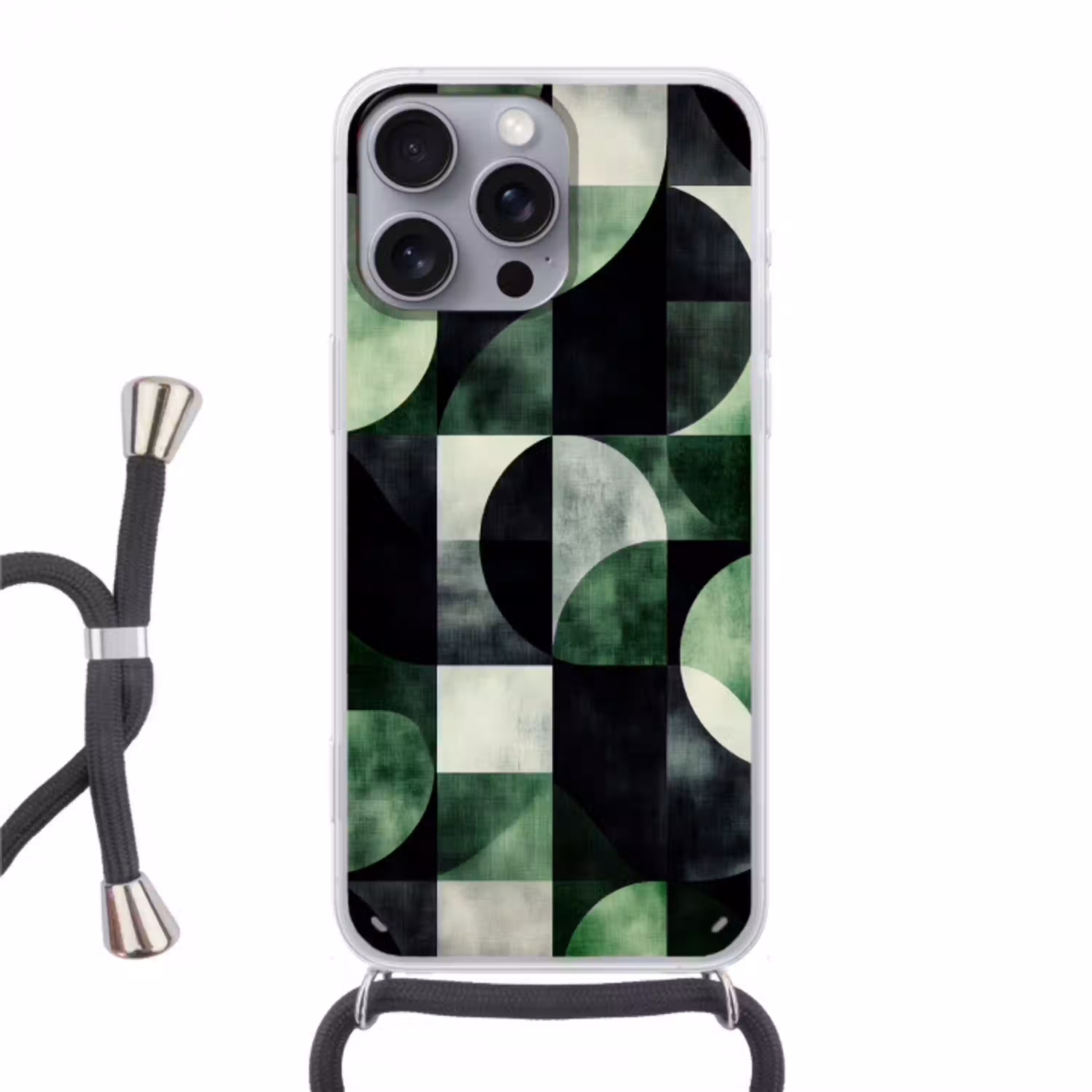 Abstract - Groen - Vormen Hoesje iPhone 16 Pro Max met koord klein -3d