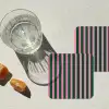 Verticale strepen - Groen - Roze onderzetter kurk middel 366 -sfeer4