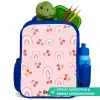 Roze met regenboog en kersen patroon Kinderrugzak - Blauw middel -inhoud_NL