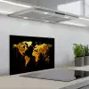 Wereldkaart - Goud - Druipen - Zwart keuken achterwand spatscherm klein -3d_schuin
