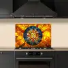 Mozaïek - Zon - Geel - Cirkel keuken achterwand spatscherm klein -sfeer1