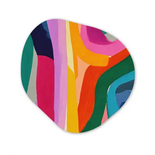 Abstract - Kleurrijk - Golven - Lijnen Wandcirkel Organisch Forex 3mm klein -3d