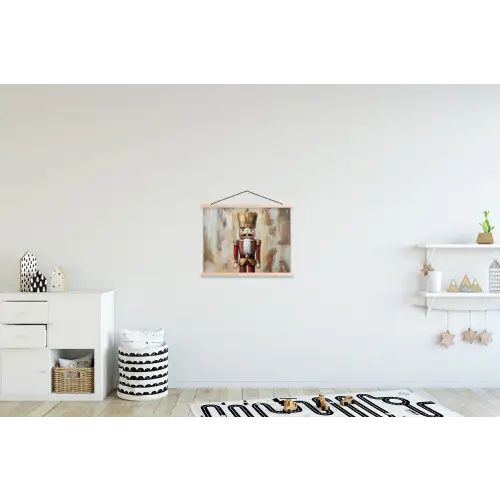 Kerst - Poppetje - Abstract textielposter latten blank klein -kinderkamer