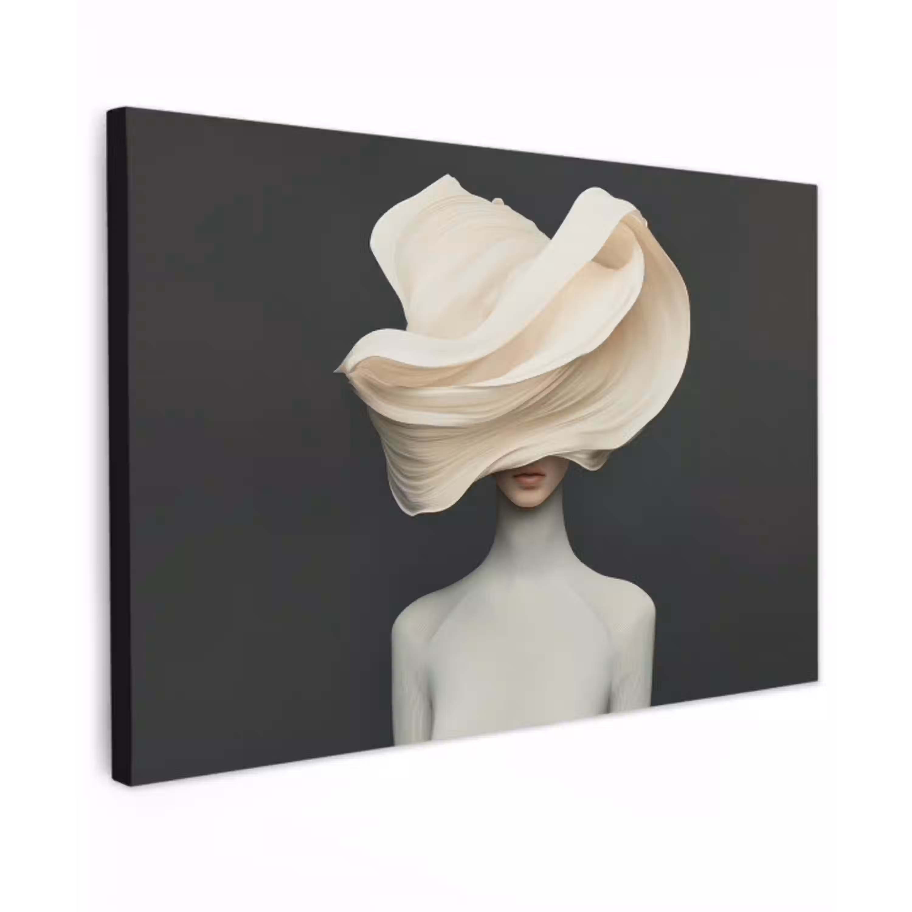 Vrouw - Beige - hoed canvas 2cm klein -z3d