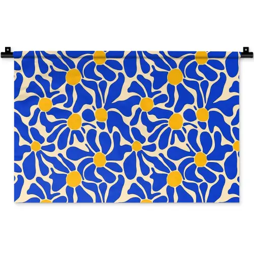 Abstract - Bloem - Blauw Wandkleed katoen klein 269 -zz3d