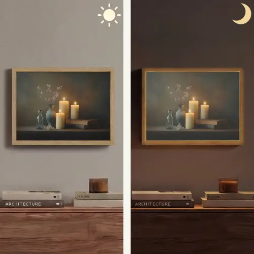 Kaarsen - Stilleven - Rustiek - Boeken Light Box met batterij (Wandlamp) middel -sfeer3