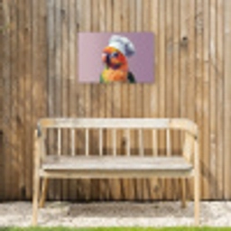 Papegaai - Koksmuts - Nieuwsgierig - Vogel Tuinposter op houten frame 2 cm dik klein -sfeer4