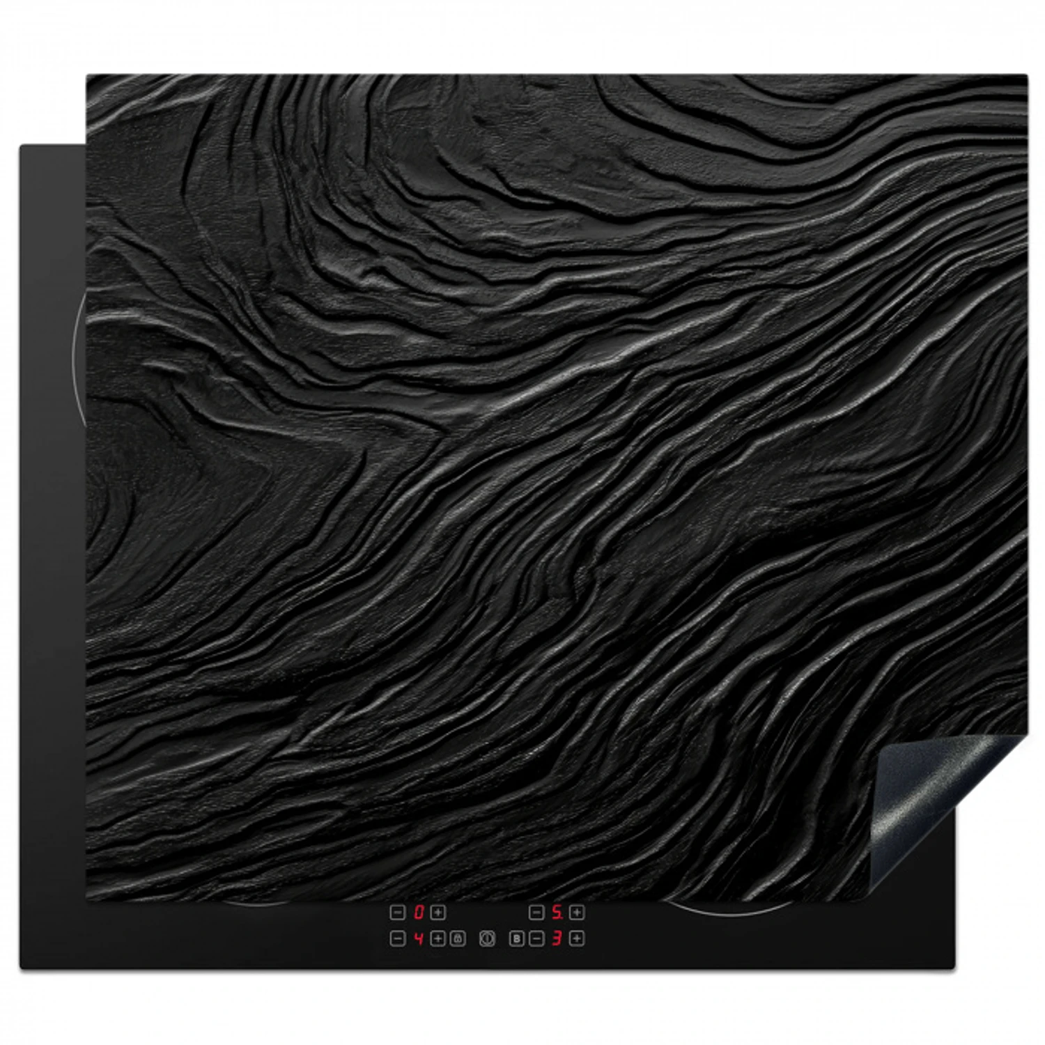 Zwart - Abstract - Hout Inductie beschermer vinyl 3mm middel -3d