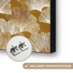 Ginkgo - Bladeren - Goud Textielframe zwart klein 947 -USP_ophangsysteemNL