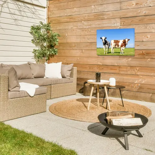 Koeien - Boerderij - Gras- Natuur - Dieren Tuinposter op houten frame 2 cm dik klein -sfeer2