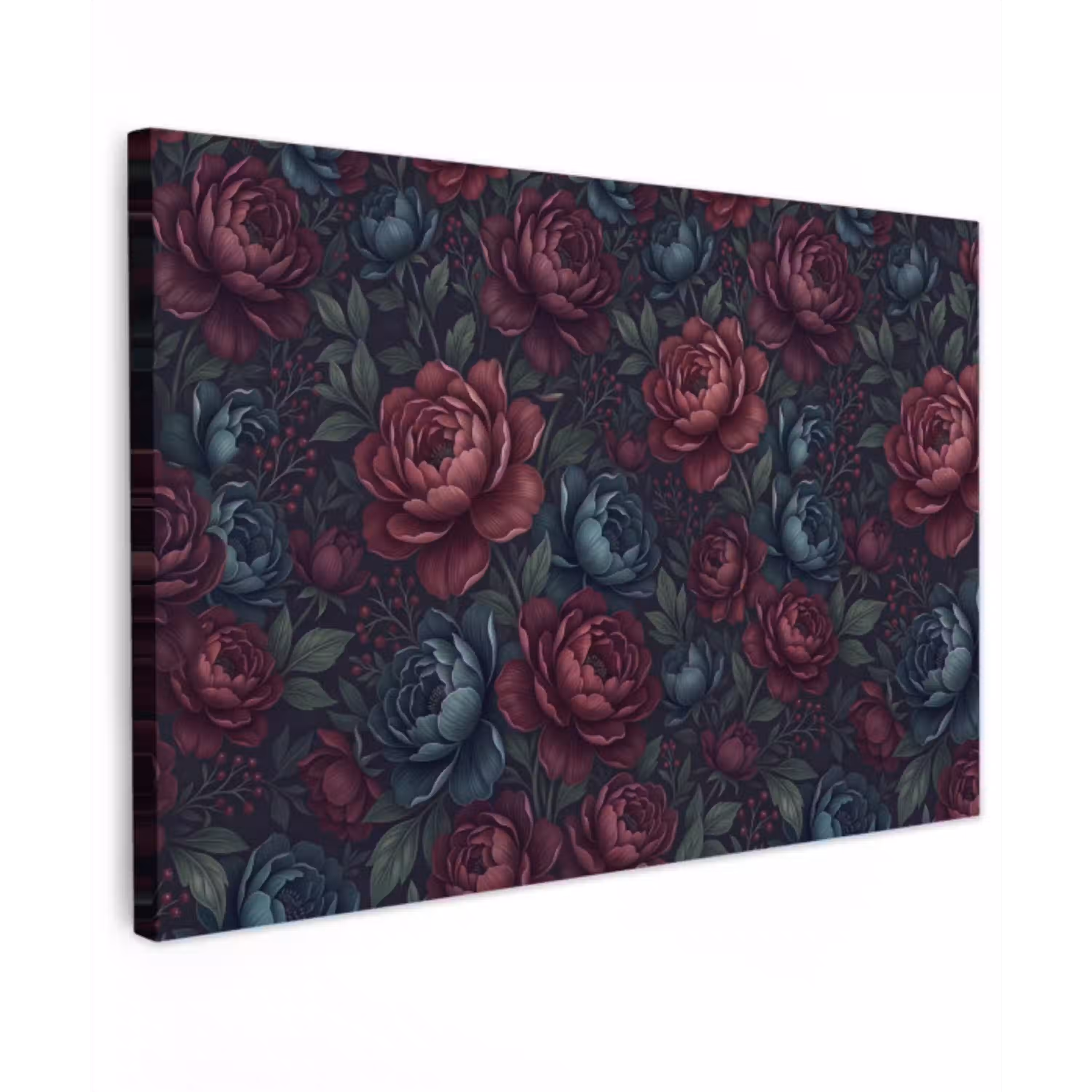 Bloemen - Patroon - Natuur - Klassiek - Donker canvas 2cm klein -z3d