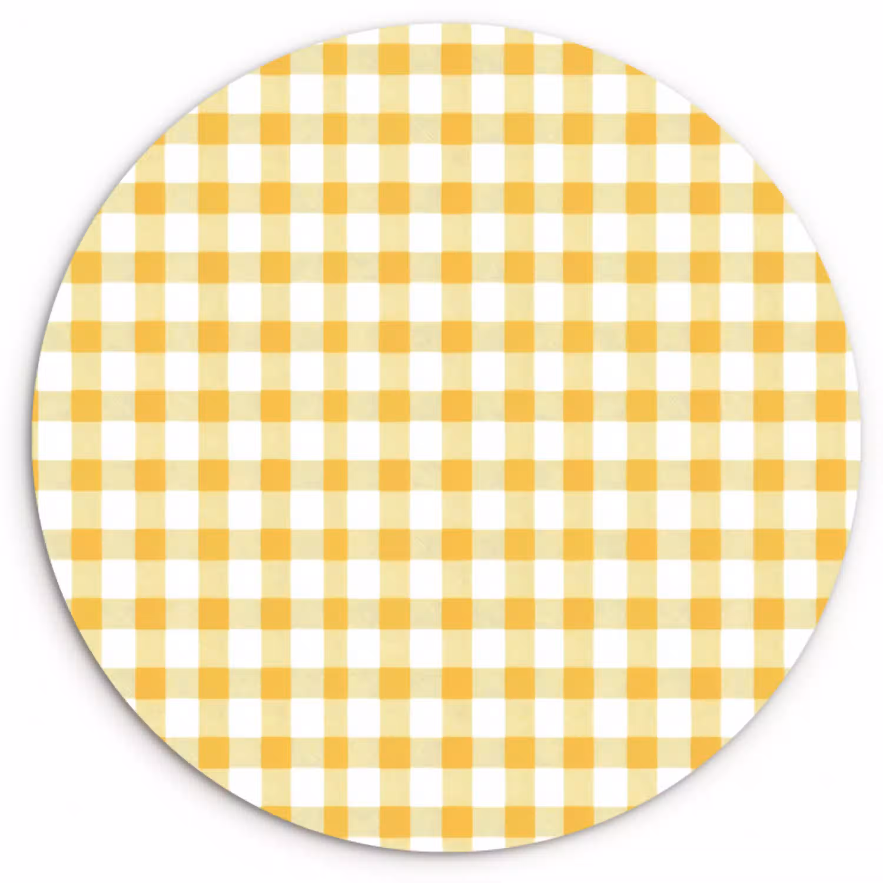 Ruit - Gingham - Klassiek - Geel en Wit Wandcirkel kunststof plaat 5mm dik klein 188 -3d