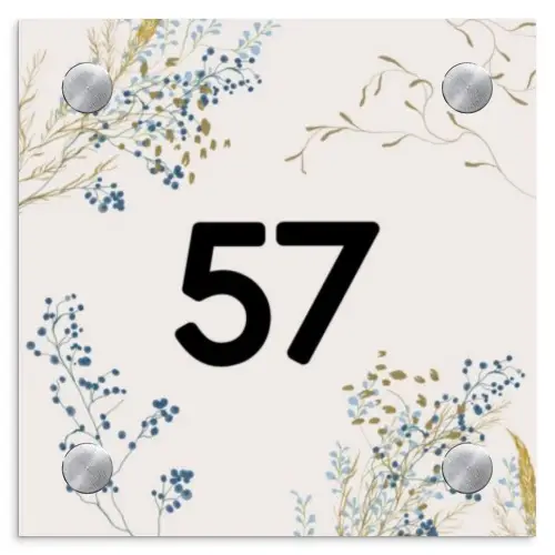 Bloemen - Beige - Traditioneel Naambord Vierkant klein -3d