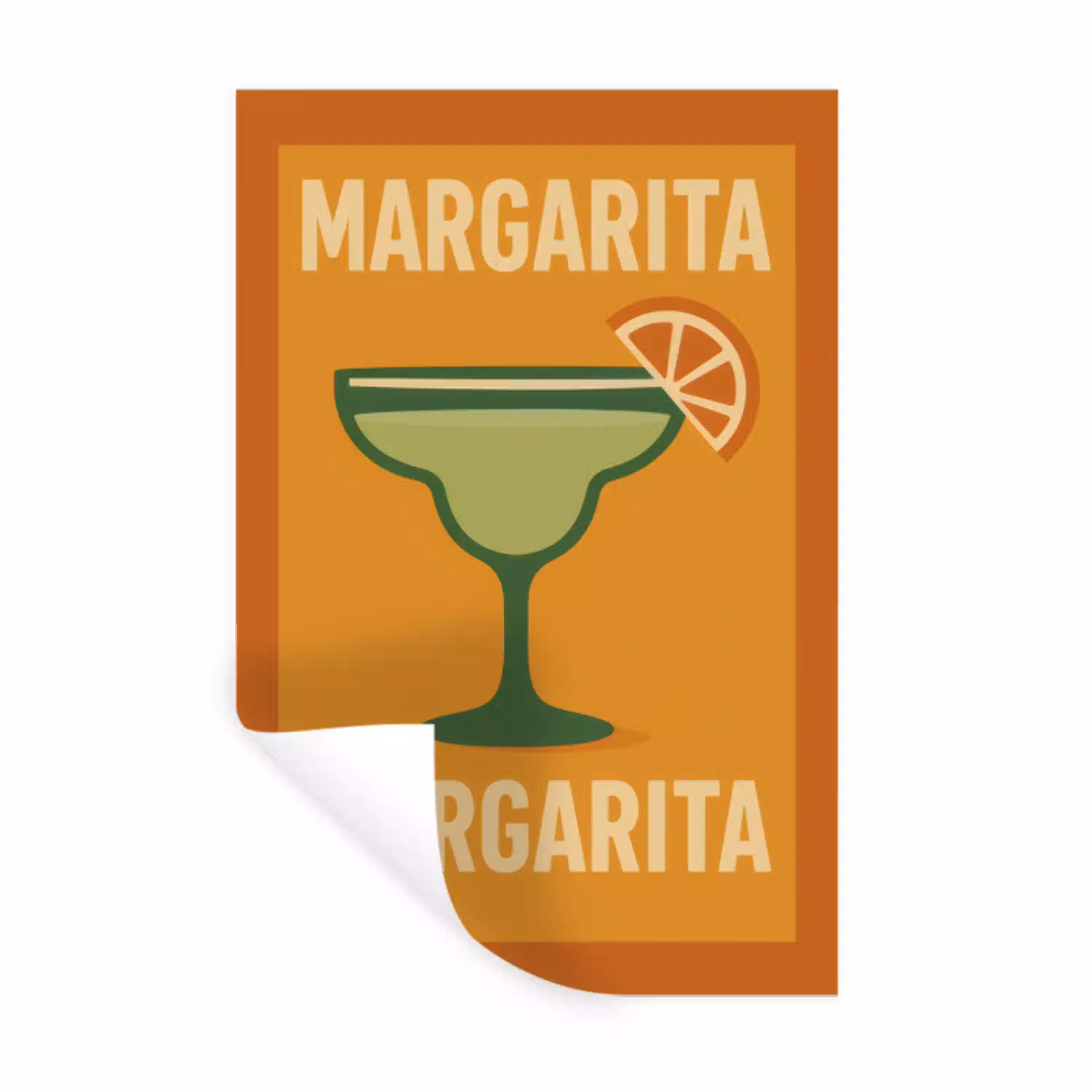 Illustratie - Margarita - Sinaasappelschijf - Oranje Muursticker klein -3d