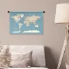 Wereldkaart - Oceaan - Realistisch - Blauw Wandkleed katoen klein -sfeer4