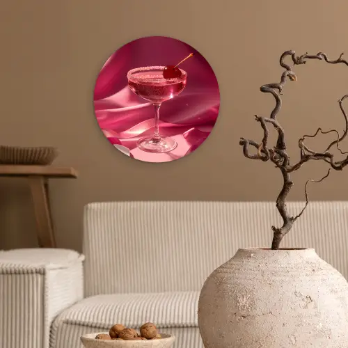 Cocktail - Pink - Luxe Wandcirkel kunststof plaat 5mm dik klein -sfeer1