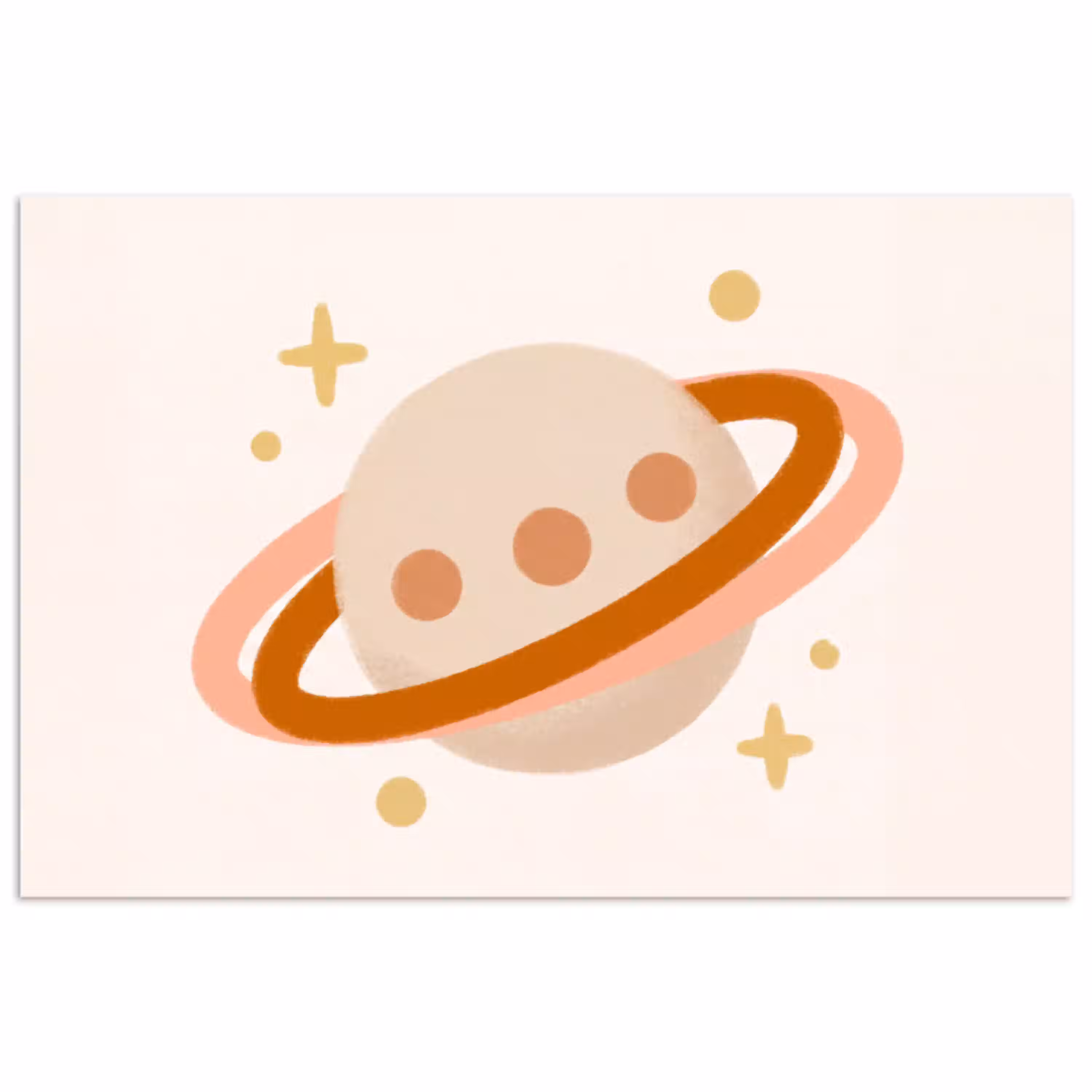 Planeet - Ringen - Ruimte - Illustratie - Beige poster papier klein -3d