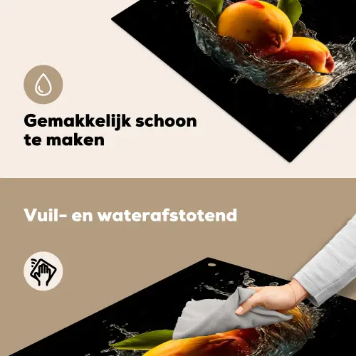 Mango - Fruit - Water - Zwart - Bladeren Inductie beschemer met haakjes middel -ky-schoon-nl