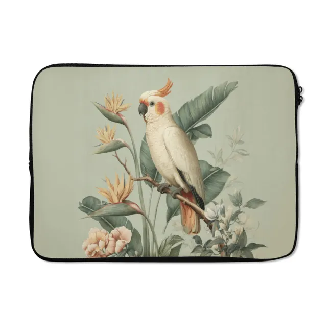 Laptophoes Gele kuifkaketoe - paradijsvogelbloemen - Groen
