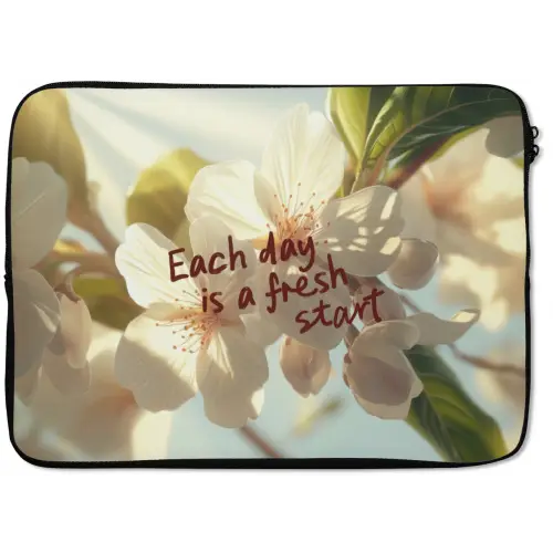 Bloesems - Zonlicht - Quote - Wit laptophoes neopreen klein -zkaufland3dotto