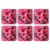 Bloemen - Verf - Roze onderzetter kurk middel -3d