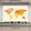 Wereldkaart - Oranje - Kleurrijk keuken achterwand spatscherm klein -3d_website