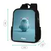 Blauw pluizig monster met hoorns Rugzak - Zwart middel -productfoto_formaten
