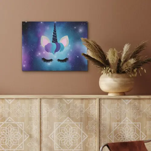 Eenhoorn - Sterrenstelsel - Magisch - Blauw PET vilt klein -sfeer4