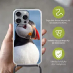 Papegaaiduiker - Portret - Natuur Hoesje iPhone 16 Pro Max met koord klein -sfeer2_DE