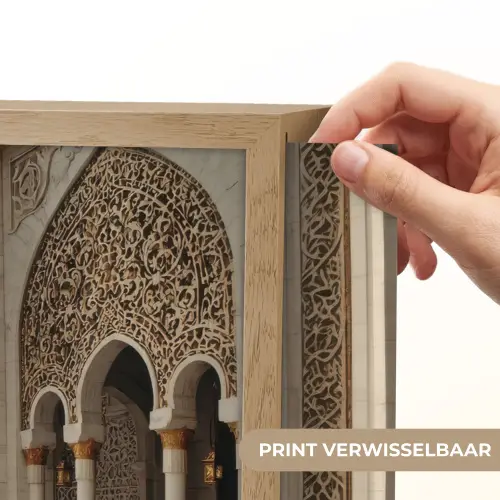 Gouden details - Marmer - Islamitisch Light Box met batterij (Wandlamp) middel -USP_websiteprintNL