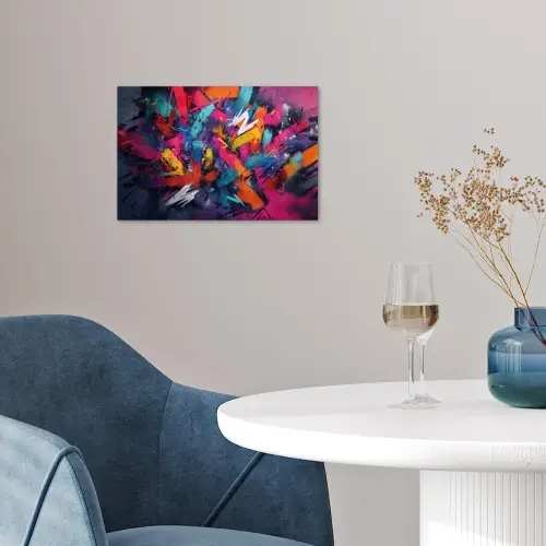 Abstract - Explosie - Neonkleuren poster papier klein -sfeer3