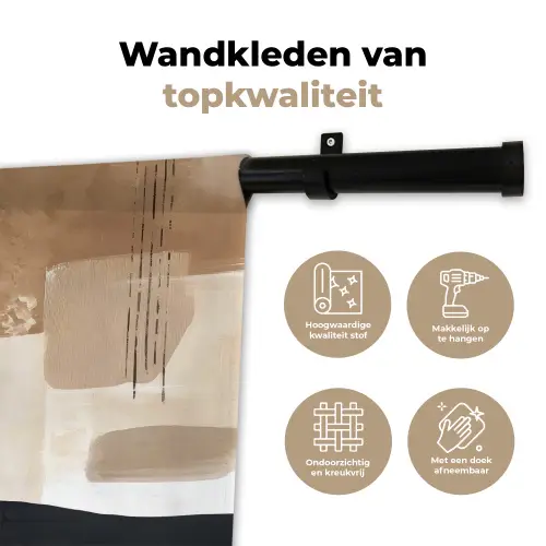 Vlakken - Abstract - Zwart - Strepen Wandkleed katoen klein -sfeer2