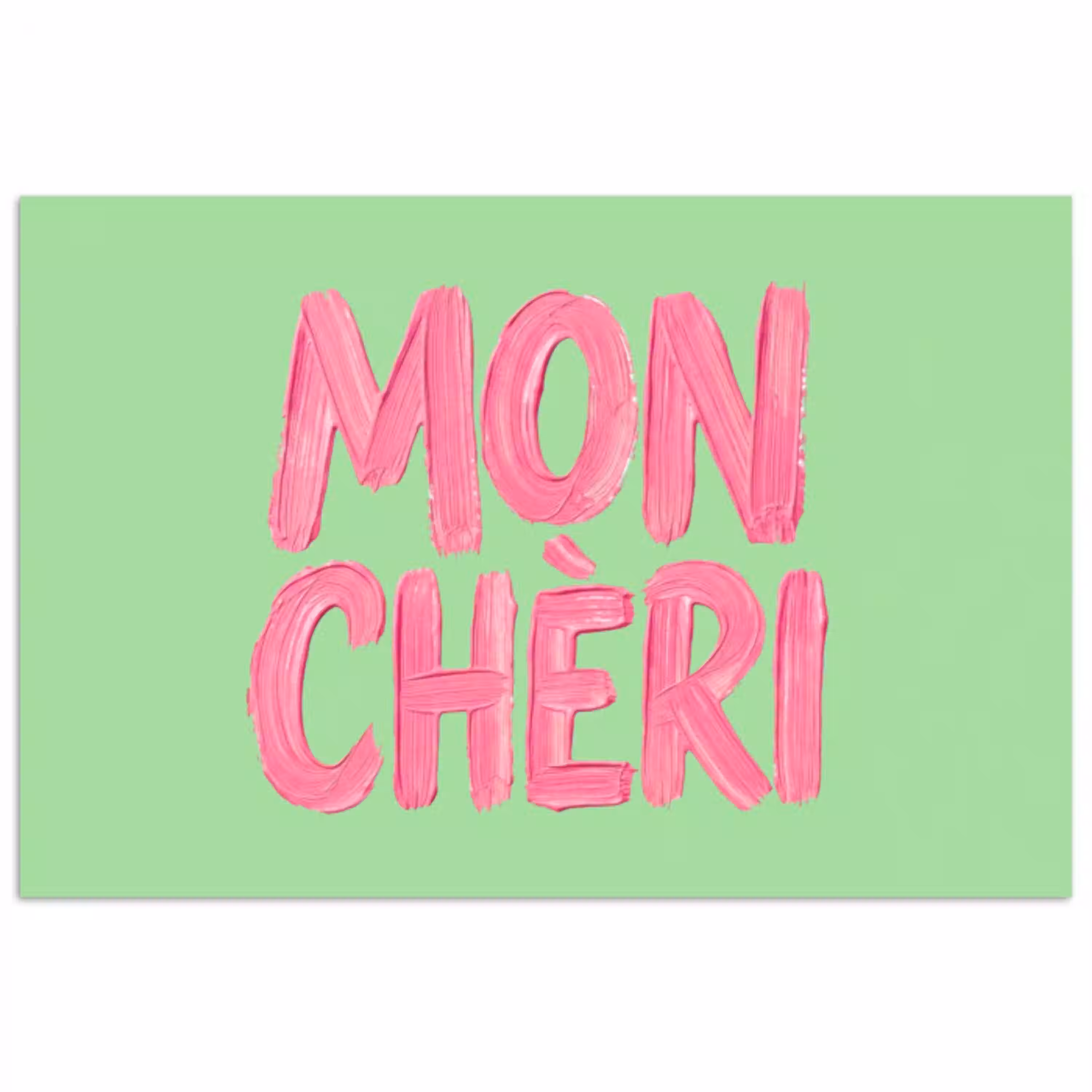 Mon cheri - Groen - Roze poster papier klein -3d