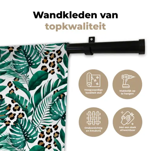 Dierenprint - Panter - Bladeren - Tropisch - Jungle Wandkleed katoen klein -sfeer2