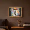 Meisje - Kunst - Paraplu - Graffiti - Kleuren - Muur Light Box met batterij (Wandlamp) middel -sfeer4