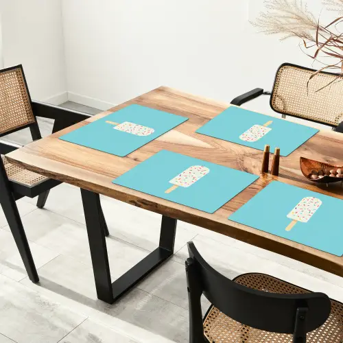 Ijsje - Stokje - Sprinkles - Lichtblauw Placemat vinyl groot -zzsfeer4_Kitchenyeah-website