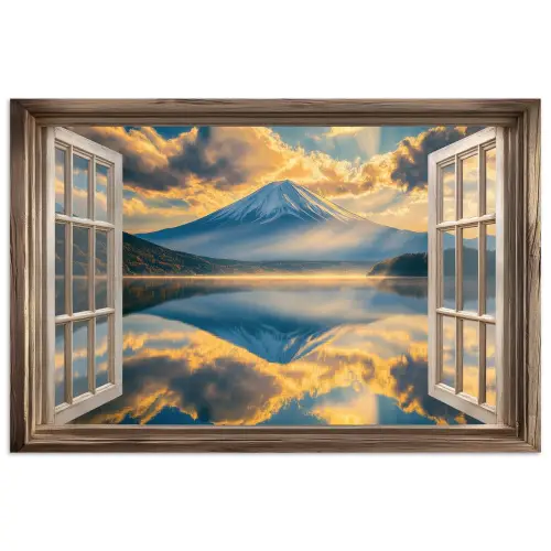 Doorkijk - Landschap - Bergen - Uitzicht - Raam poster papier klein -3d