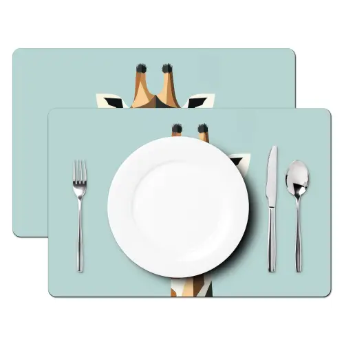 Giraffe - Illustratie - Bruin - Minimalistisch Placemat vinyl groot -zzsfeer2_Kitchenyeah-website