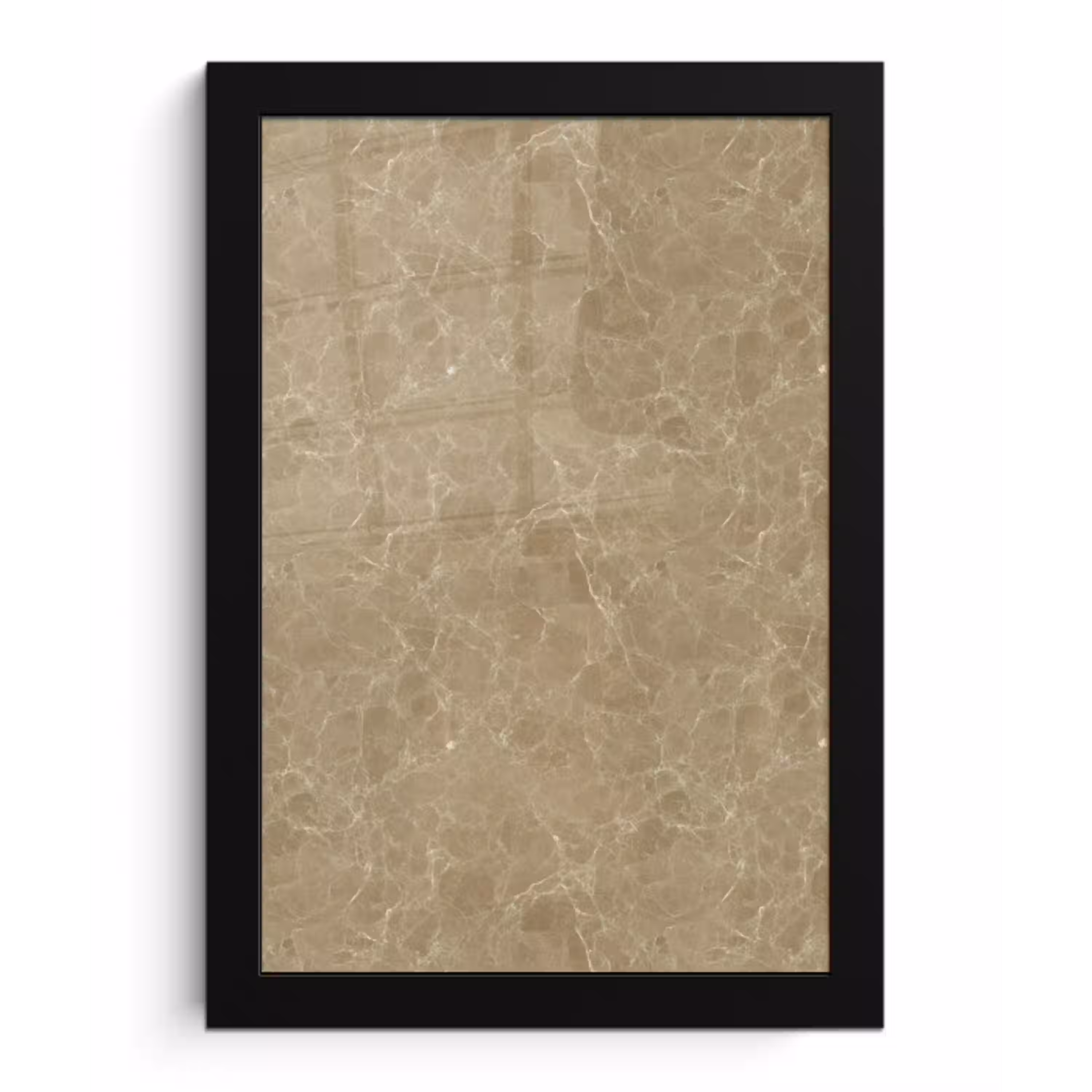 Beige - Marmer - Witte aders fotolijst zwart zonder passe partout klein 224 -3d