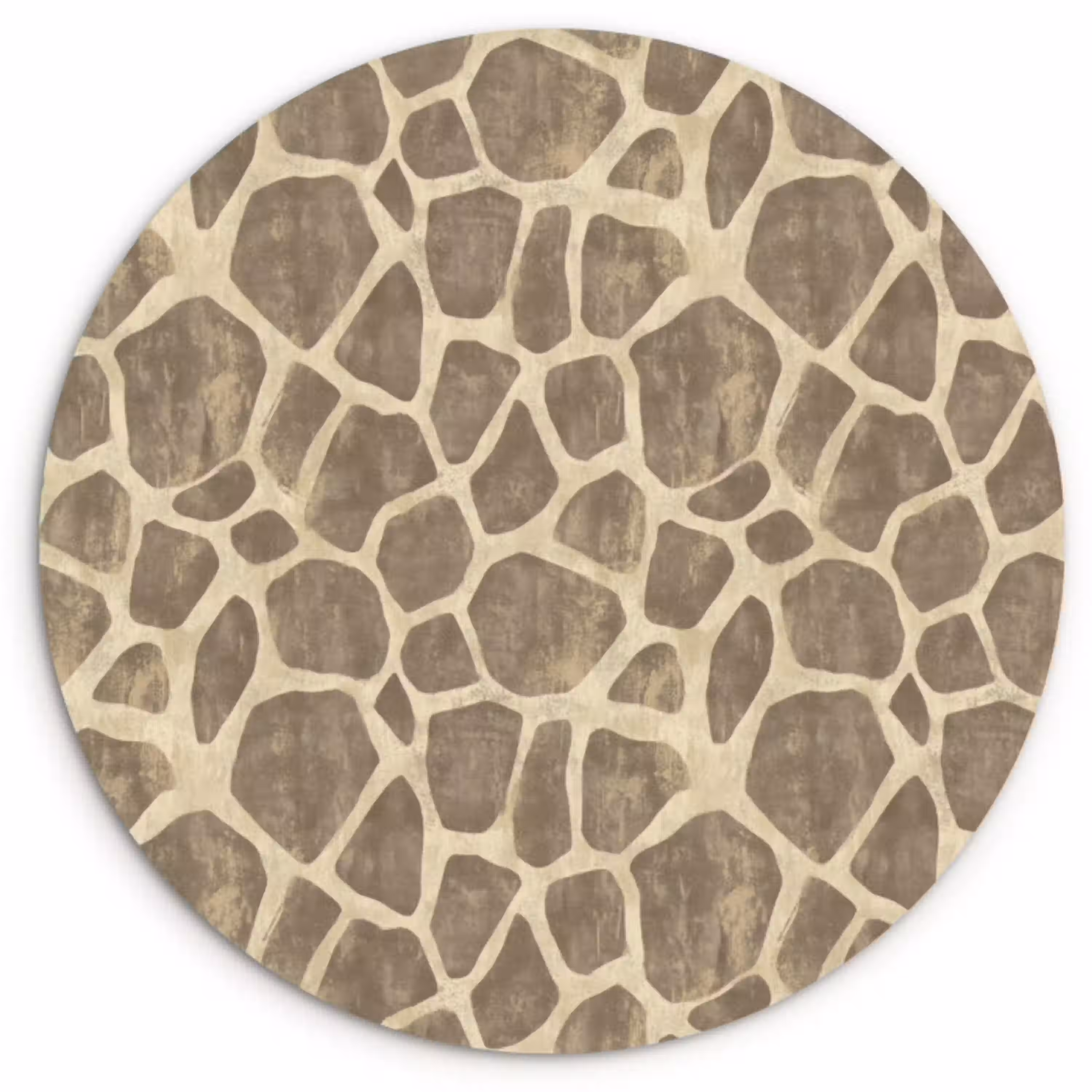 Giraf - Patroon - Beige - Bruin Wandcirkel kunststof plaat 5mm dik klein 188 -3d