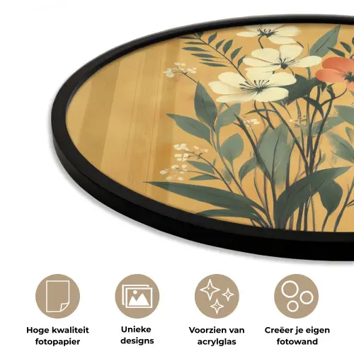 Bladeren - Boeket - Bloemen - Geel Fotolijst rond zonder passe partout klein -closeup_NL