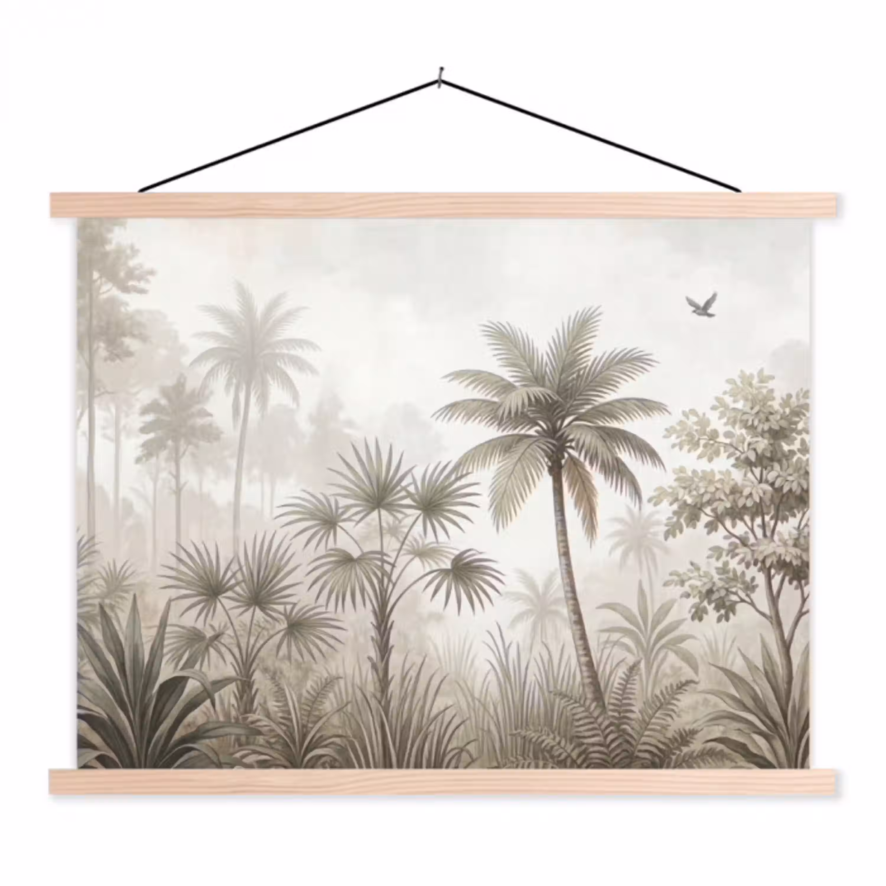 Jungle - Palmbomen - Natuur textielposter latten blank klein -3d