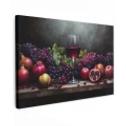 Wijn - Fruit - Stilleven Tuinposter op houten frame 2 cm dik klein -3d