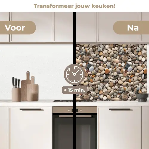 Matte - Lichte - Stenen keuken achterwand 2 middel 871 -voor-na2_NL