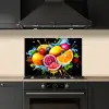 Fruit - Graffiti - Kleurrijk - Sinaasappel - Aardbei - Abstract keuken achterwand spatscherm klein -sfeer1