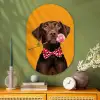 Hond - Oranje - Roos - Valentijn Wandcirkel Ovaal Glas middel -sfeer2